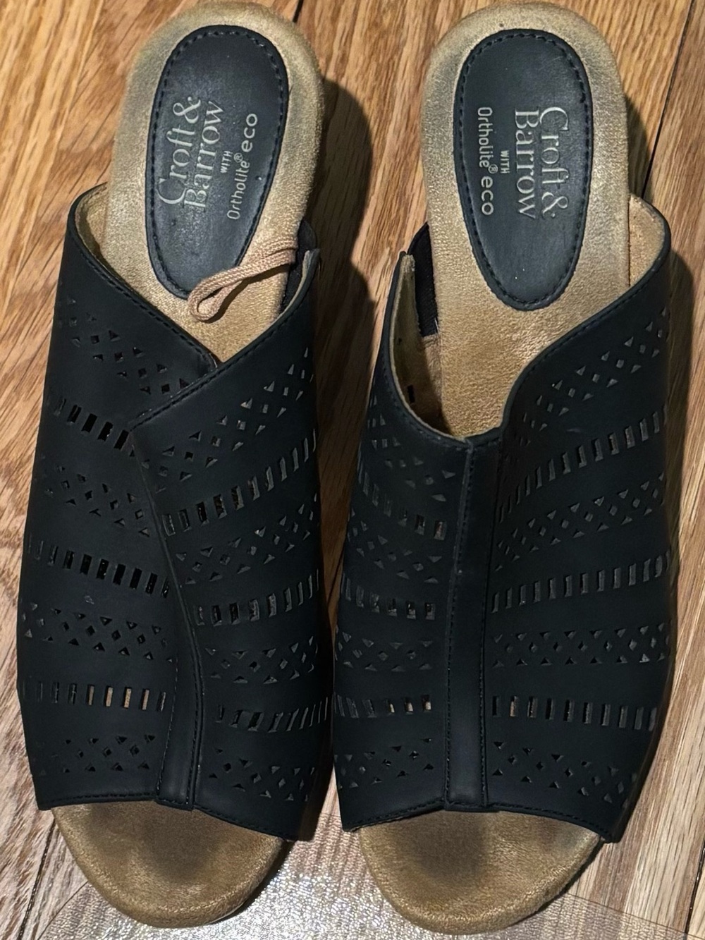 croft & barrow Black Perforated Slip-On Mules